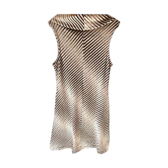 PAPILLON Sleeveless Cowlneck RETRO Striped Midi dress. - Picture 6 of 9